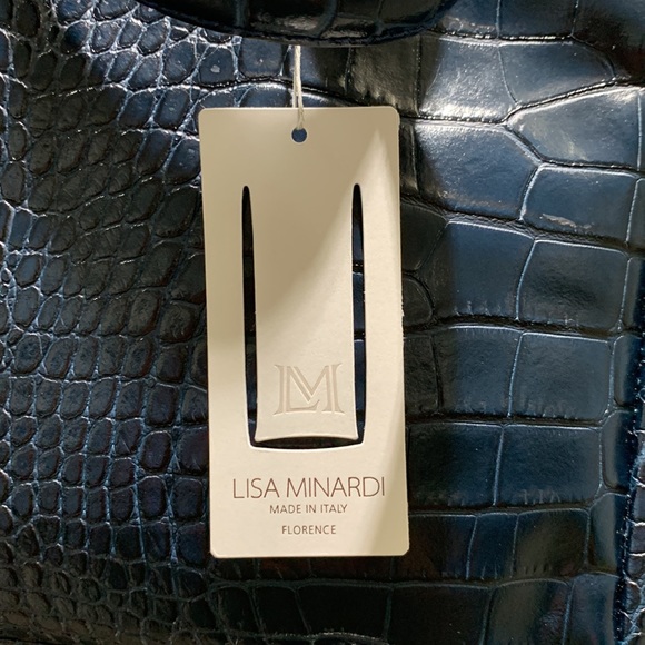 NWT Lisa Minardi Croc Embossed Leather Satchel/Bag - Picture 5 of 10